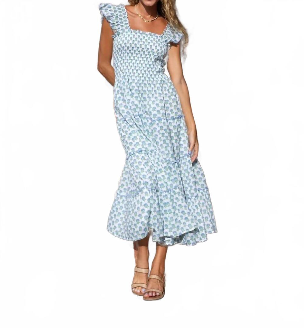 NEW MER ST. BARTH paloma maxi dress in aqua floral
